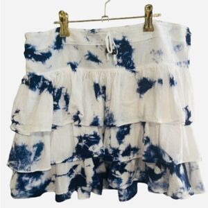 Blue and White Tiered Bubble Mini Skirt
